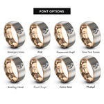 font options for inside engraving on rose gold & gray ornament bauble rings