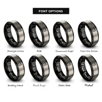 font options for inside engraving on black & grey orobas rings