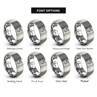 font options for inside engraving on silver orobas rings