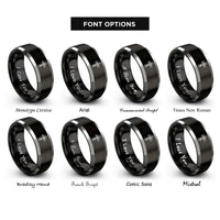 font options for inside engraving on black & silver orthodox cross rings