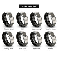 font options for inside engraving on black & grey orthodox cross rings