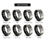font options for inside engraving on black & gray oscilloscope waveform rings