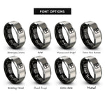 font options for inside engraving on black & grey oscilloscope waveform rings