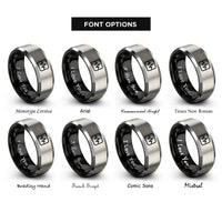 font options for inside engraving on black & grey oscilloscope waveform rings