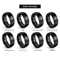 font options for inside engraving on black oscilloscope waveform rings