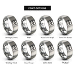 font options for inside engraving on grey oscilloscope waveform rings