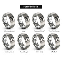 font options for inside engraving on grey oscilloscope waveform rings