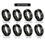font options for inside engraving on black & silver osprey rings