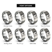 font options for inside engraving on grey osprey rings