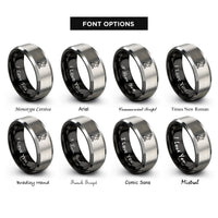 font options for inside engraving on black & grey ostara hare rings