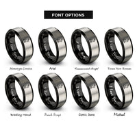 font options for inside engraving on black & silver ostara hare rings