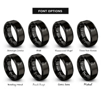 font options for inside engraving on black ostara hare rings