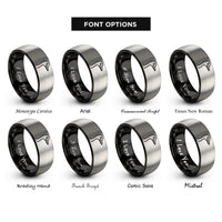 font options for inside engraving on black & gray ostrich rings