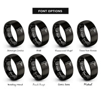 font options for inside engraving on black ostrich rings