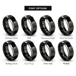 font options for inside engraving on black & gray othala rings