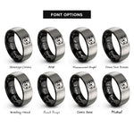 font options for inside engraving on black & silver otter rings