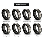 font options for inside engraving on black & gray otter rings