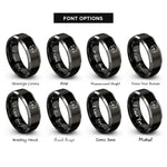 font options for inside engraving on black & gray otter rings