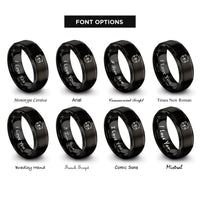 font options for inside engraving on black otter rings