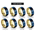 font options for inside engraving on gold & blue otter pair rings