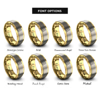 font options for inside engraving on gold & gray otter pair rings