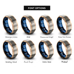font options for inside engraving on rose gold & blue & grey otter pair rings