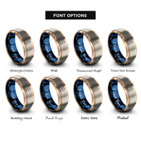 font options for inside engraving on rose gold & blue & grey otter pair rings