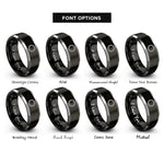 font options for inside engraving on black & grey ouroboros rings