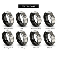 font options for inside engraving on black & gray ouroboros rings