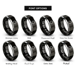 font options for inside engraving on black & grey ouroboros serpent rings