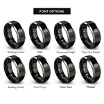 font options for inside engraving on black & silver oval badge rings