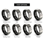font options for inside engraving on black & silver oval rope edge rings