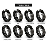 font options for inside engraving on black & grey oven mitt rings