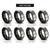 font options for inside engraving on black & silver oven mitt rings