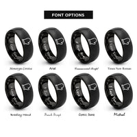 font options for inside engraving on black oven mitt rings