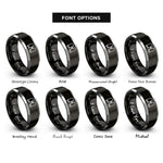 font options for inside engraving on black & grey oven mitt pair rings