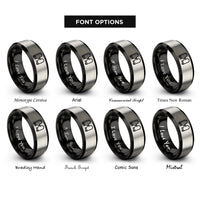 font options for inside engraving on black & grey oven mitt pair rings