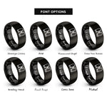 font options for inside engraving on black oven mitt pair rings