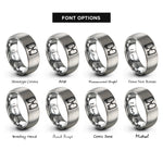 font options for inside engraving on silver oven mitt pair rings