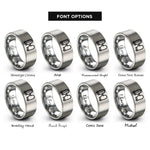 font options for inside engraving on silver oven mitt pair rings