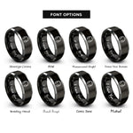 font options for inside engraving on black & gray over ear headphones rings