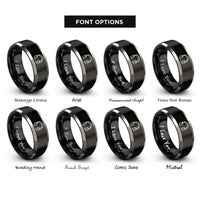 font options for inside engraving on black & gray over ear headphones rings