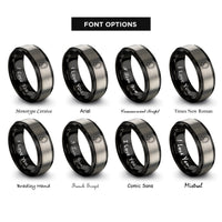 font options for inside engraving on black & gray over ear headphones rings