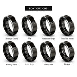 font options for inside engraving on black & silver over ear headphones rings