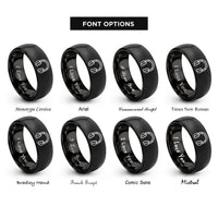 font options for inside engraving on black over ear headphones rings