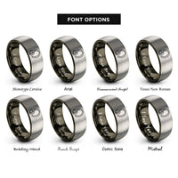 font options for inside engraving on gunmetal & silver over ear headphones rings