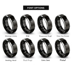 font options for inside engraving on black & grey overhead crane rings
