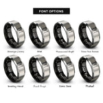font options for inside engraving on black & gray overhead crane rings