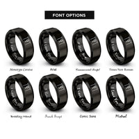 font options for inside engraving on black overhead crane rings