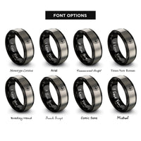 font options for inside engraving on black & grey overland shield compass rings
